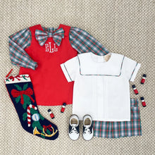 Load image into Gallery viewer, Beatrice Bow Blouse - Prestonwood Plaid w/ Richmond Red
