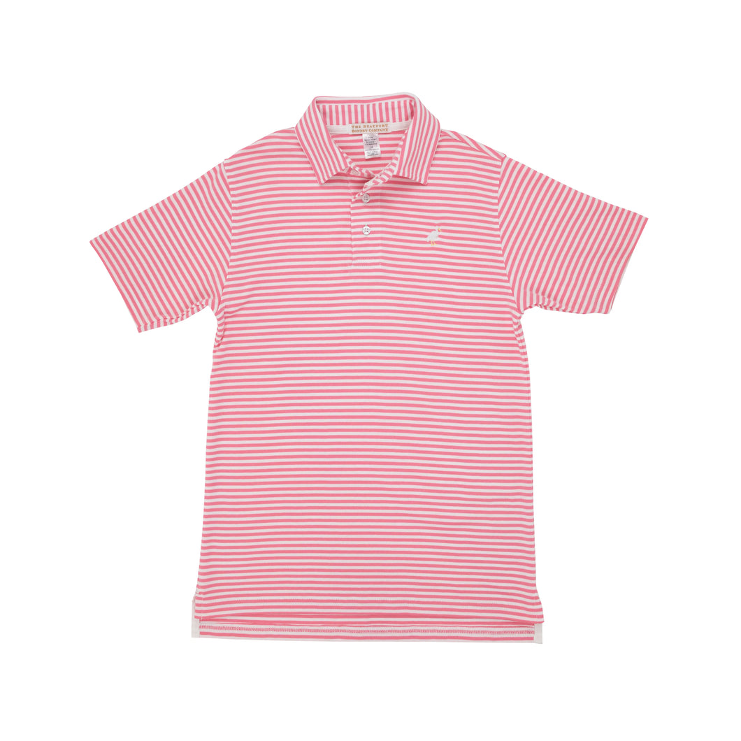 Prim & Proper Polo - Hamptons Hot Pink Stripe