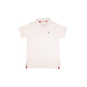Prim & Proper Polo - Short Sleeve - Worth Ave White w/ Sunrise Blvd Blue Stork
