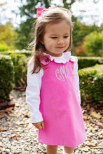 Load image into Gallery viewer, Ramona Ruffle Collar Shirt - White w/ Hamptons Hot Pink Microdot - Long Sleeve - Pima
