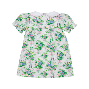 Banks Bow Dress - Short Sleeve - Grove Park Garden w/ Palm Beach Pink