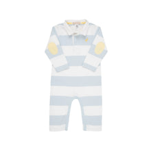 Load image into Gallery viewer, Sir Proper&#39;s Rugby Romper - Buckhead Blue Rugby Stripe w/ Bellport Butter Yellow
