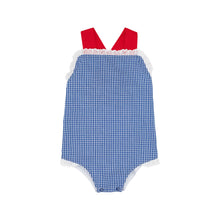 Load image into Gallery viewer, Sisi Sunsuit - Rockefeller Royal Gingham w/ Richmond Red - Broadcloth
