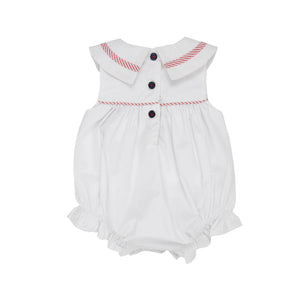 Stiles Sunsuit - White w/ Richmond Red and Nantucket Navy