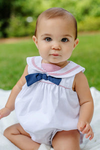 Stiles Sunsuit - White w/ Richmond Red and Nantucket Navy