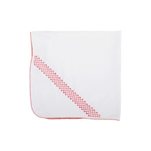 Load image into Gallery viewer, Sweetly Smocked Blessing Blanket - Worth Ave White w/ Pink, Blue, or Red

