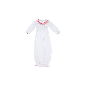 Sweetly Smocked Greeting Gown - Worth Ave White w/ Pink, Blue, or Red
