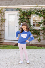 Load image into Gallery viewer, Isabelle&#39;s Intarsia Sweater - Barbados Blue w/ Palm Beach Pink Megaphone
