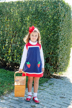 Load image into Gallery viewer, Ramsey Retro Jumper w/ Strawberries - Nantucket Navy w/ Richmond Red and White
