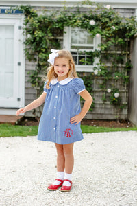 Tabitha's Teacher's Pet Dress - Rockefeller Royal Mini Gingham - Short Sleeve