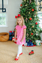 Load image into Gallery viewer, Betts Bow Dress - Hamptons Hot Pink w/ Richmond Red - Velveteen

