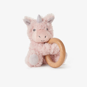 Wooden Ring Rattle - Pink Unicorn