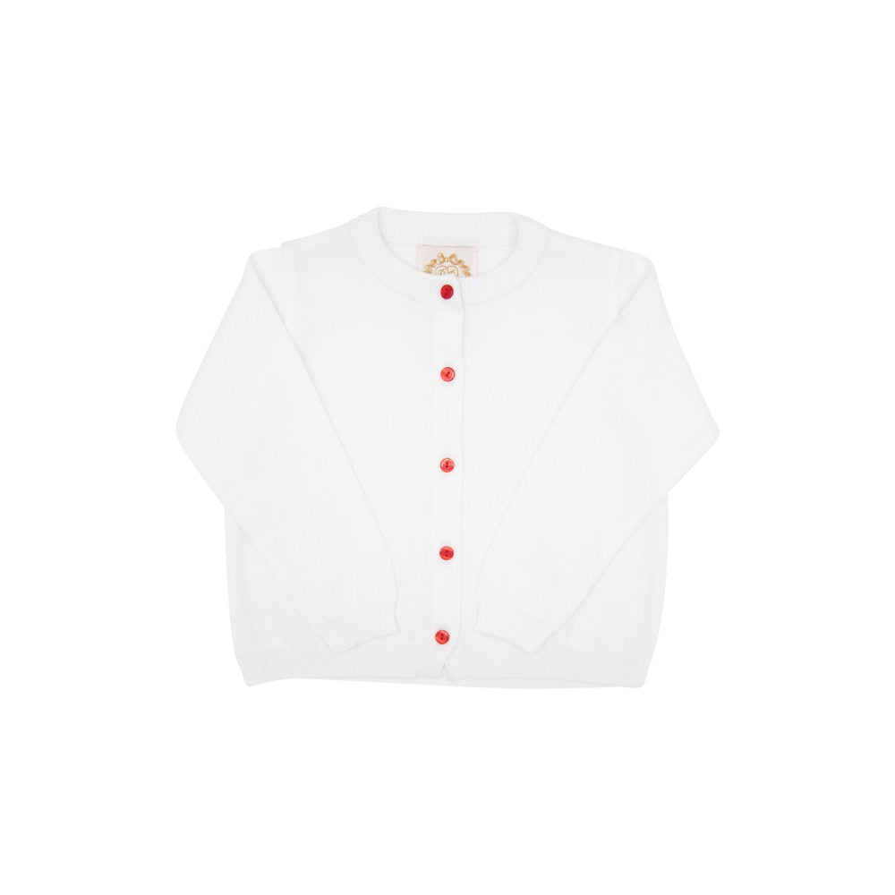 Cambridge Cardigan - Worth Ave White w/ Red Buttons