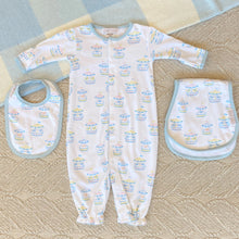 Load image into Gallery viewer, Twinkle Twinkle 2-in-1 Gown - Candy Stripe Carousel w/ Buckhead Blue
