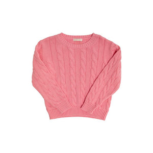 Crawford Crewneck Cable Sweater - Hamptons Hot Pink